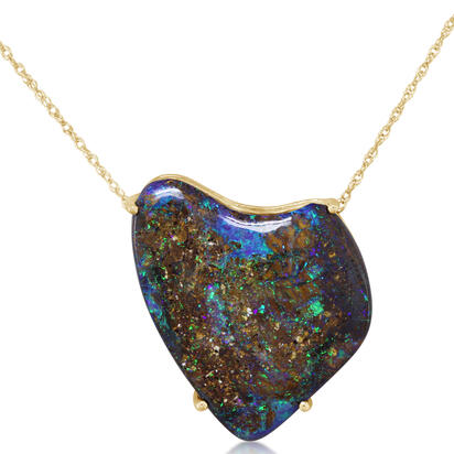 14K Yellow Gold Australian Boulder Opal Pendant 14K Yellow Gold Australian Boulder Opal Pendant
