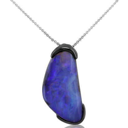 Blackened Sterling Silver Australian Boulder Opal Pendant Blackened Sterling Silver Australian Boulder Opal Pendant