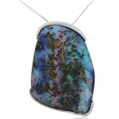 Blackened Sterling Silver Australian Boulder Opal Pendant Blackened Sterling Silver Australian Boulder Opal Pendant