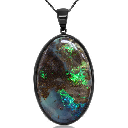 Blackened Silver Australian Boulder Opal Pendant Blackened Silver Australian Boulder Opal Pendant