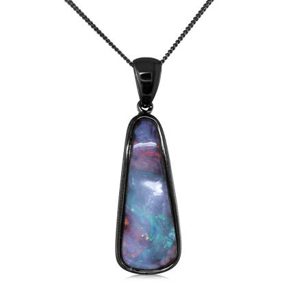 Blackened Silver Australian Boulder Opal Pendant Blackened Silver Australian Boulder Opal Pendant