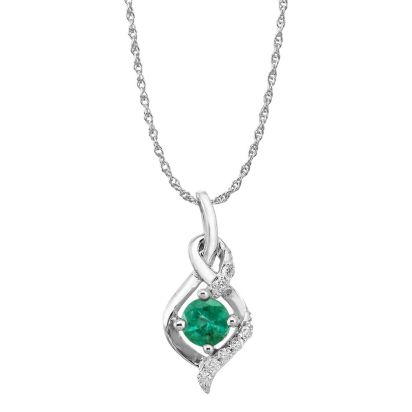14K White Gold Emerald/Diamond Pendant 14K White Gold Emerald/Diamond Pendant