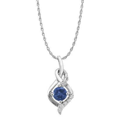 14K White Gold Blue Sapphire/Diamond Pendant 14K White Gold Blue Sapphire/Diamond Pendant