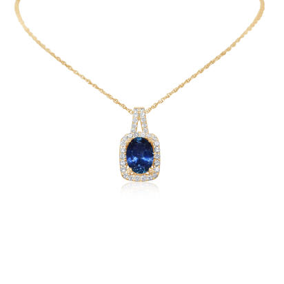14K Yellow Gold Montana Sapphire/Diamond Pendant 14K Yellow Gold Montana Sapphire/Diamond Pendant