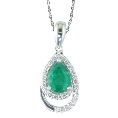 14K White Gold Emerald/Diamond Pendant 14K White Gold Emerald/Diamond Pendant
