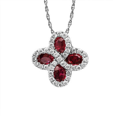 14K White Gold Madagascar Ruby/Diamond Pendant 14K White Gold Madagascar Ruby/Diamond Pendant