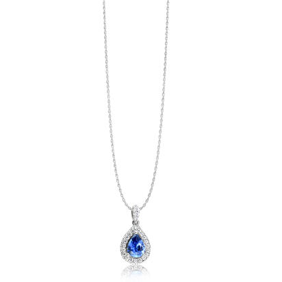 14K White Gold Ceylon Sapphire/Diamond Pendant 14K White Gold Ceylon Sapphire/Diamond Pendant
