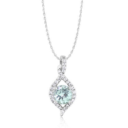 14K White Gold Mint Garnet/Diamond Pendant 14K White Gold Mint Garnet/Diamond Pendant