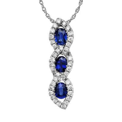 14K White Gold Sapphire/Diamond Pendant 14K White Gold Sapphire/Diamond Pendant