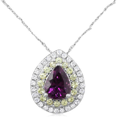 14K Yellow Gold Purple Garnet/Yellow Sapphire/Diamond Pendant , 14K Yellow Gold Purple Garnet/Yellow Sapphire/Diamond Pendant ,