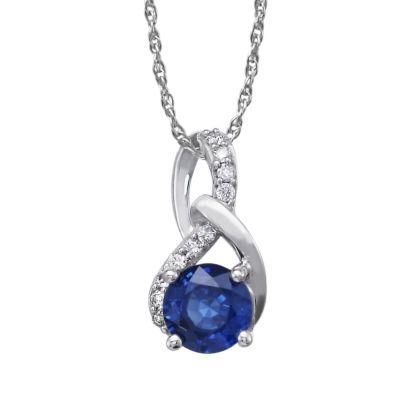 14K White Gold Blue Sapphire/Diamond Pendant 14K White Gold Blue Sapphire/Diamond Pendant