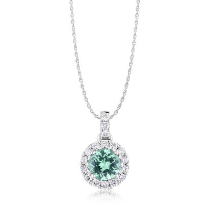 14K White Gold Mint Garnet/Diamond Pendant 14K White Gold Mint Garnet/Diamond Pendant