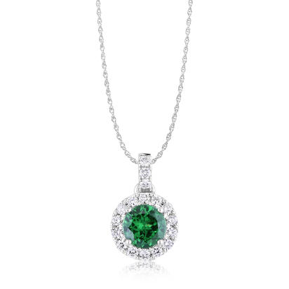 14K White Gold Tsavorite/Diamond Pendant 14K White Gold Tsavorite/Diamond Pendant