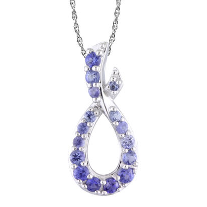 14K White Gold Graduated Blue Sapphire Pendant 14K White Gold Graduated Blue Sapphire Pendant