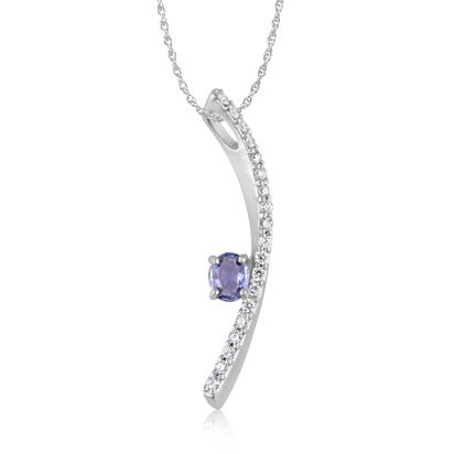 14K White Gold Yogo Sapphire/Diamond Pendant 14K White Gold Yogo Sapphire/Diamond Pendant