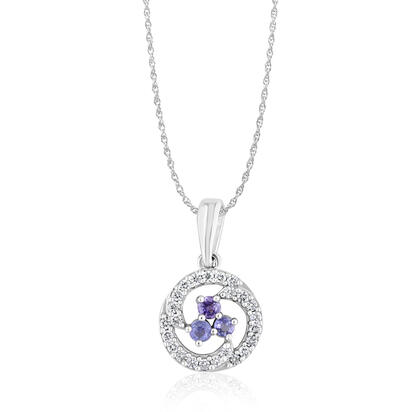 14K White Gold Yogo Sapphire/Diamond Pendant 14K White Gold Yogo Sapphire/Diamond Pendant