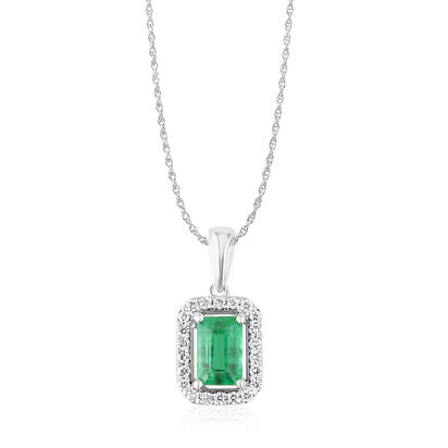 14K White Gold Emerald/Diamond Pendant 14K White Gold Emerald/Diamond Pendant