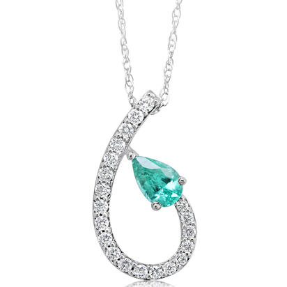 14K White Gold Emerald/Diamond Pendant 14K White Gold Emerald/Diamond Pendant