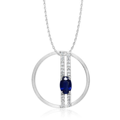 14K White Gold Blue Sapphire/Diamond Pendant 14K White Gold Blue Sapphire/Diamond Pendant