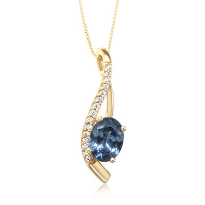 14K Yellow Gold Montana Blue Sapphire/Diamond Pendant 14K Yellow Gold Montana Blue Sapphire/Diamond Pendant