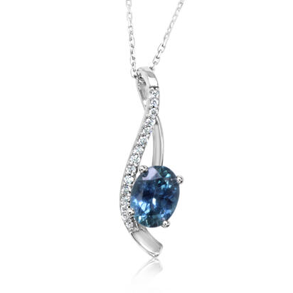 14K White Gold Montana Blue Sapphire/Diamond Pendant 14K White Gold Montana Blue Sapphire/Diamond Pendant
