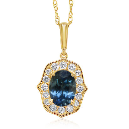 14K Yellow Gold Montana Sapphire/Diamond Pendant 14K Yellow Gold Montana Sapphire/Diamond Pendant