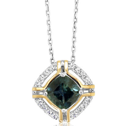 14K White and Yellow Gold Montana Sapphire/Diamond Pendant 14K White and Yellow Gold Montana Sapphire/Diamond Pendant