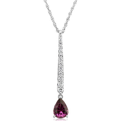 14K White Gold Purple Garnet/Diamond Pendant 14K White Gold Purple Garnet/Diamond Pendant