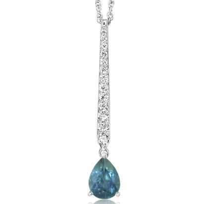 14K White Gold Montana Sapphire/Diamond Pendant 14K White Gold Montana Sapphire/Diamond Pendant
