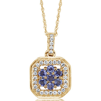 14K Yellow Gold Yogo Sapphire/Diamond Pendant 14K Yellow Gold Yogo Sapphire/Diamond Pendant