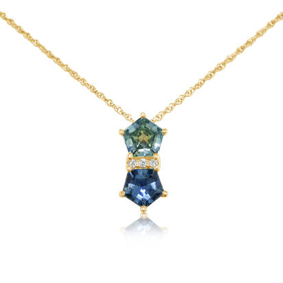 14K Yellow Gold 5 mm Pentagon Montana Sapphire/Diamond Pendant 14K Yellow Gold 5 mm Pentagon Montana Sapphire/Diamond Pendant