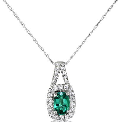 14K White Gold Emerald/Diamond Pendant 14K White Gold Emerald/Diamond Pendant