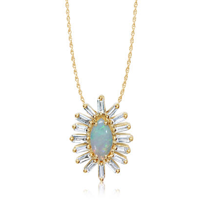 14K Yellow Gold Australian Opal/Diamond Pendant 14K Yellow Gold Australian Opal/Diamond Pendant