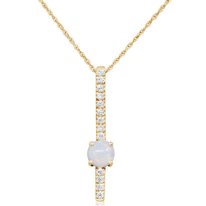 14K Yellow Gold Australian Opal/Diamond Pendant 14K Yellow Gold Australian Opal/Diamond Pendant