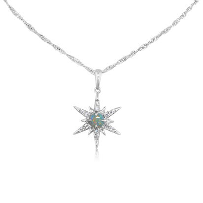 14K White Gold Australian Opal/Diamond Pendant 14K White Gold Australian Opal/Diamond Pendant