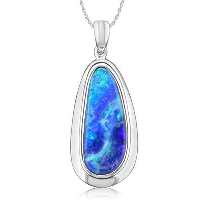 Sterling Silver Australian Opal Doublet Wide Bezel Pendant Sterling Silver Australian Opal Doublet Wide Bezel Pendant