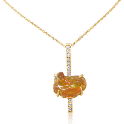 14K Yellow Gold Fire Opal/Diamond Pendant 14K Yellow Gold Fire Opal/Diamond Pendant