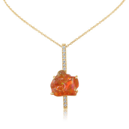 14K Yellow Gold Fire Opal/Diamond Pendant 14K Yellow Gold Fire Opal/Diamond Pendant