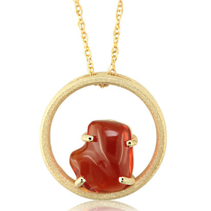 14K Yellow Gold Mexican Fire Opal Pendant 14K Yellow Gold Mexican Fire Opal Pendant