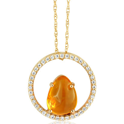 14K Yellow Gold Mexican Fire Opal/Diamond Neckpiece 14K Yellow Gold Mexican Fire Opal/Diamond Neckpiece