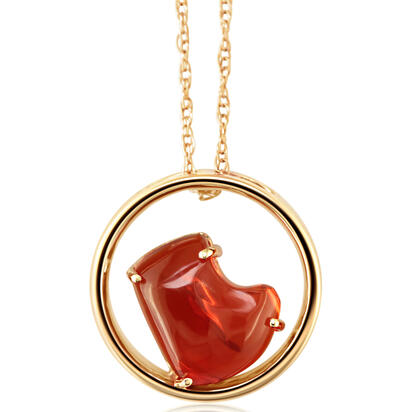 14K Yellow Gold Mexican Fire Opal/Diamond Pendant 14K Yellow Gold Mexican Fire Opal/Diamond Pendant