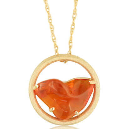 14K Yellow Gold Mexican Fire Opal Pendant 14K Yellow Gold Mexican Fire Opal Pendant