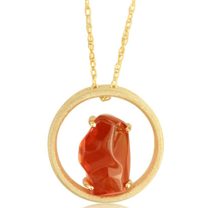 14K Yellow Gold Mexican Fire Opal Pendant 14K Yellow Gold Mexican Fire Opal Pendant