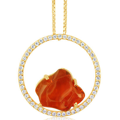 14K Yellow Gold Mexican Fire Opal/Diamond Pendant 14K Yellow Gold Mexican Fire Opal/Diamond Pendant