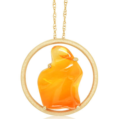 14K Yellow Gold Mexican Fire Opal Pendant 14K Yellow Gold Mexican Fire Opal Pendant