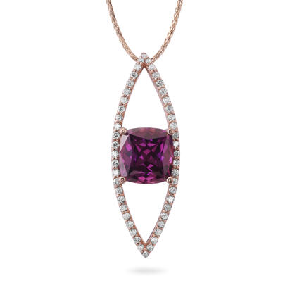 14K Rose Gold Purple Garnet/Diamond Pendant 14K Rose Gold Purple Garnet/Diamond Pendant