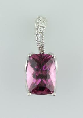 14K White Gold Purple Garnet/Diamond Pendant 14K White Gold Purple Garnet/Diamond Pendant