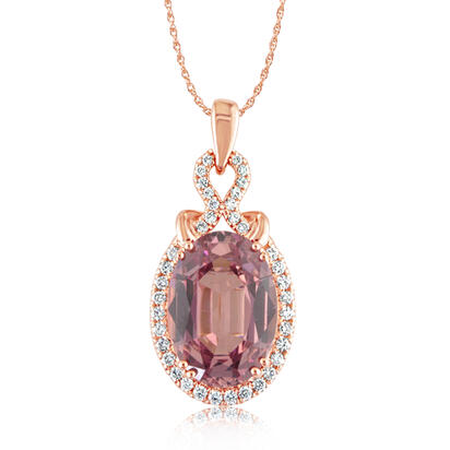 14K Rose Gold Lotus Garnet/Diamond Pendant 14K Rose Gold Lotus Garnet/Diamond Pendant