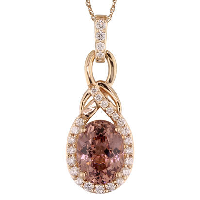 14K Rose Gold Lotus Garnet/Diamond Pendant 14K Rose Gold Lotus Garnet/Diamond Pendant