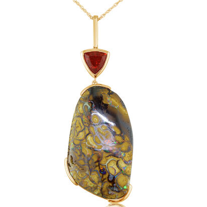 14K Yellow Gold Australian Boulder Opal/Fire Opal Pendant 14K Yellow Gold Australian Boulder Opal/Fire Opal Pendant